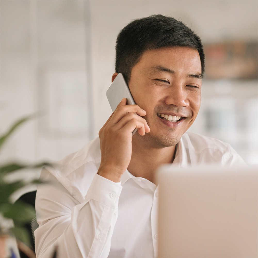 A man talking on the phone