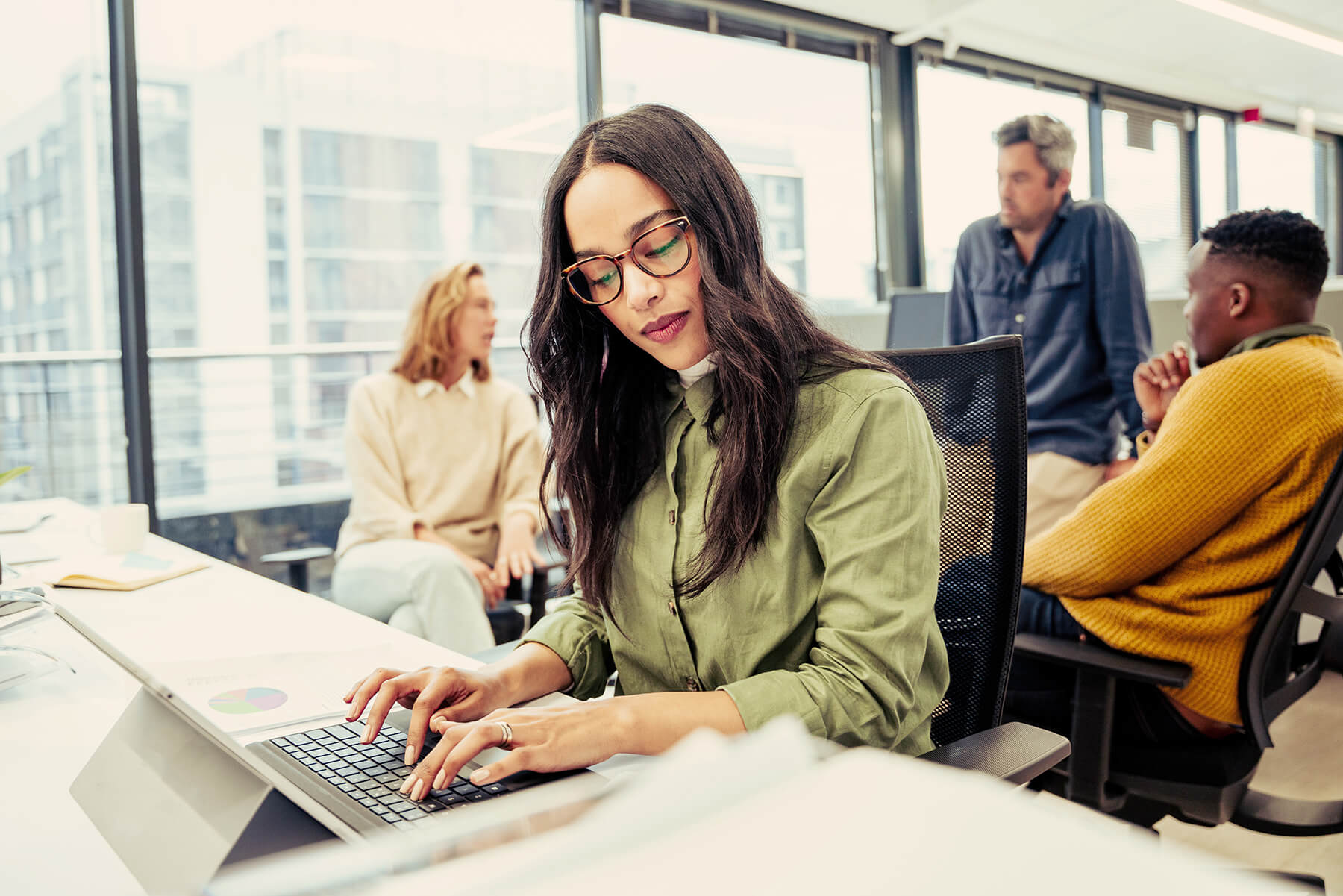 Woman working on a computer