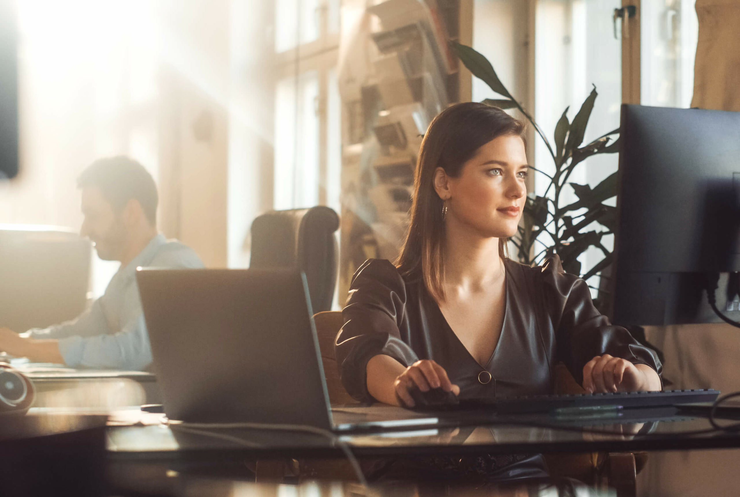 Woman working at a desk