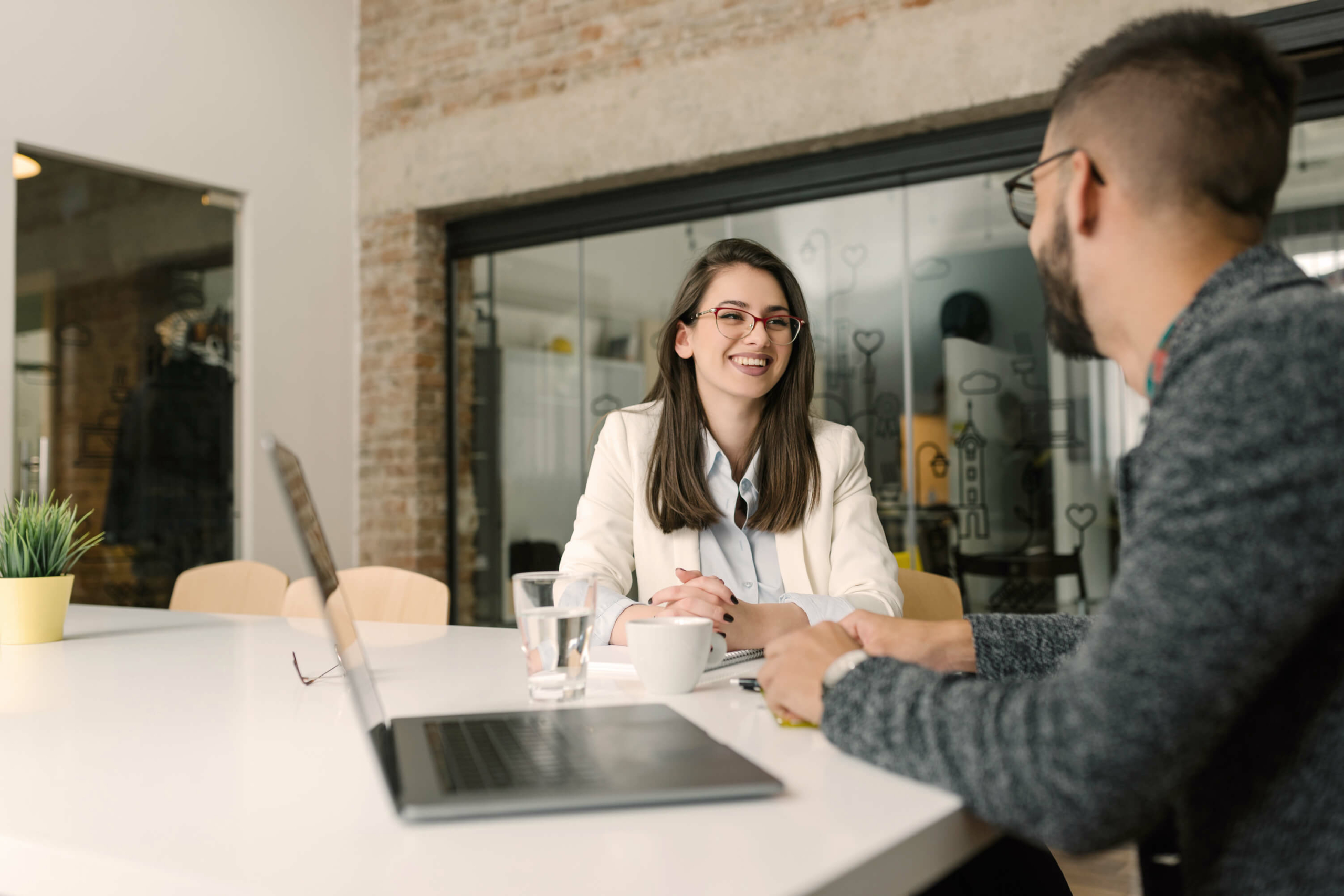 Two people in an interview